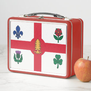 Metal Stainless Lunchbox with flag of Montreal