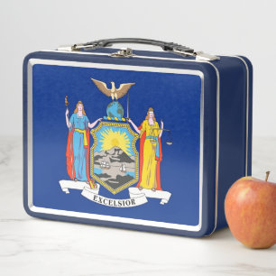 Metal Stainless Lunchbox with flag of New York