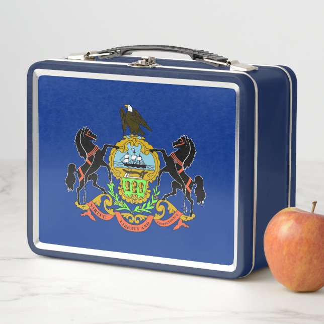 Metal Stainless Lunchbox with flag of Pennsylvania (In Situ)
