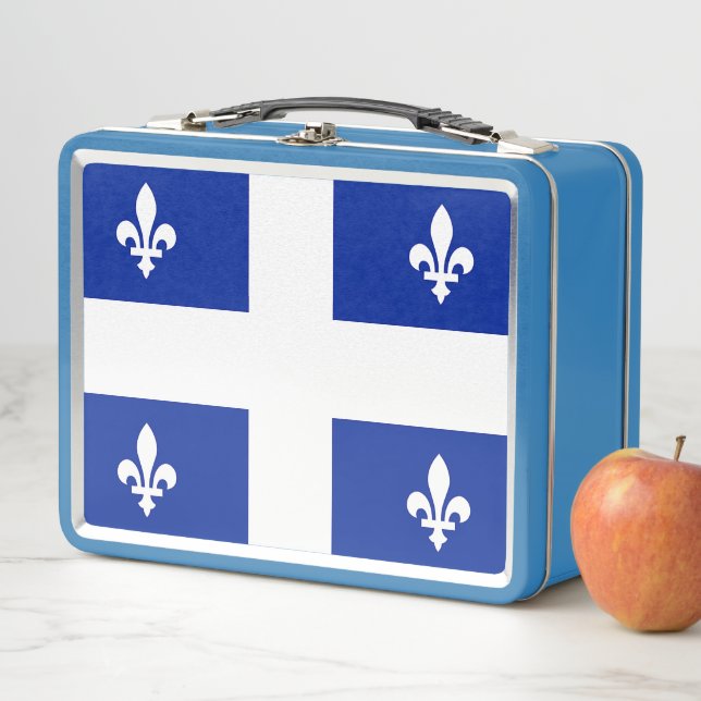 Metal Stainless Lunchbox with flag of Quebec (In Situ)