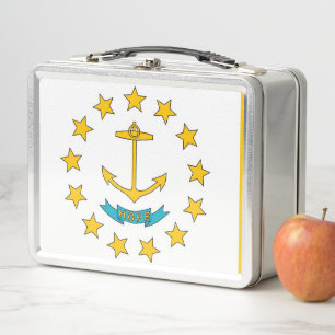 Metal Stainless Lunchbox with flag of Rhode Island
