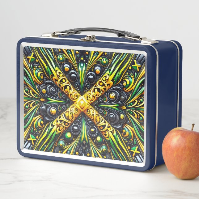 Metal Stainless Lunchbox with Jamaican Colours (In Situ)
