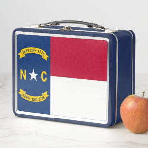 Metal Stainless Lunchbox with North Carolina flag