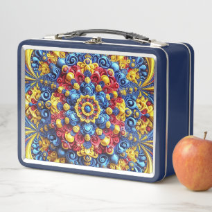 Metal Stainless Lunchbox with Romanian Colours