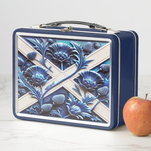 Metal Stainless Lunchbox with Scottish Thistles (In Situ)