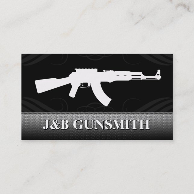 Metal Steel and Guns Gun Shop Business Cards (Front)