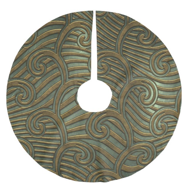 Metal swirls: seamless texture. brushed polyester tree skirt (Front)