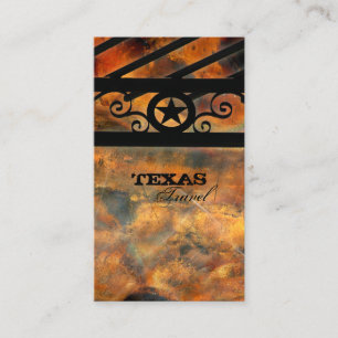Metal Texas Star Business Card Vintage Rust