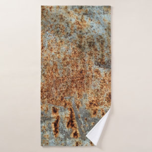 Metal texture with scratches and cracks. Vintage d Bath Towel