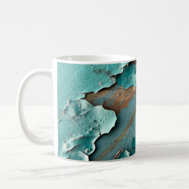 Metal texture with scratches and cracksabstract, a coffee mug (Left)