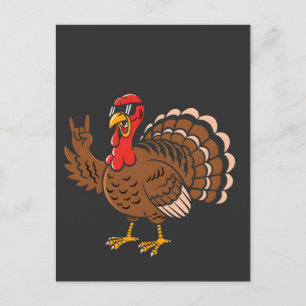 Metal Thanksgiving Turkey Metalhead Devil Horns  Postcard