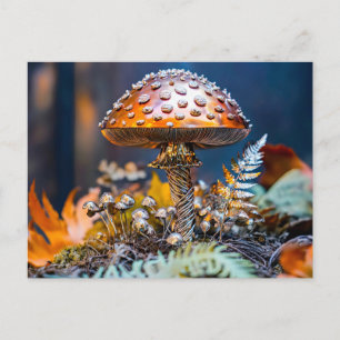 Metal Toadstool Garden Decor mushroom Postcard