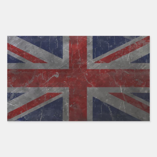 Metal Vintage Union Jack Flag Rectangular Sticker (Front)