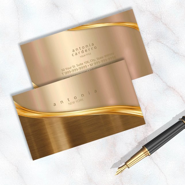 Metal Wave Two-Tone Gold ID806 Business Card (Creator Uploaded)