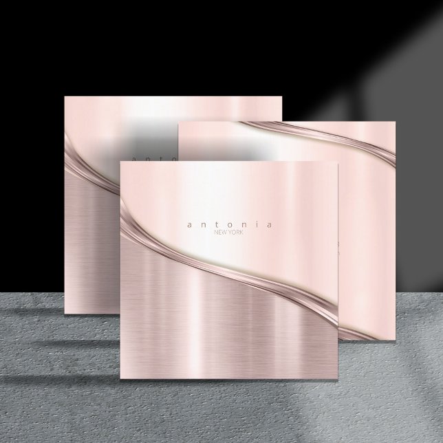 Metal Wave Two-Tone Rose Gold Sq ID806 Square Business Card (Creator Uploaded)