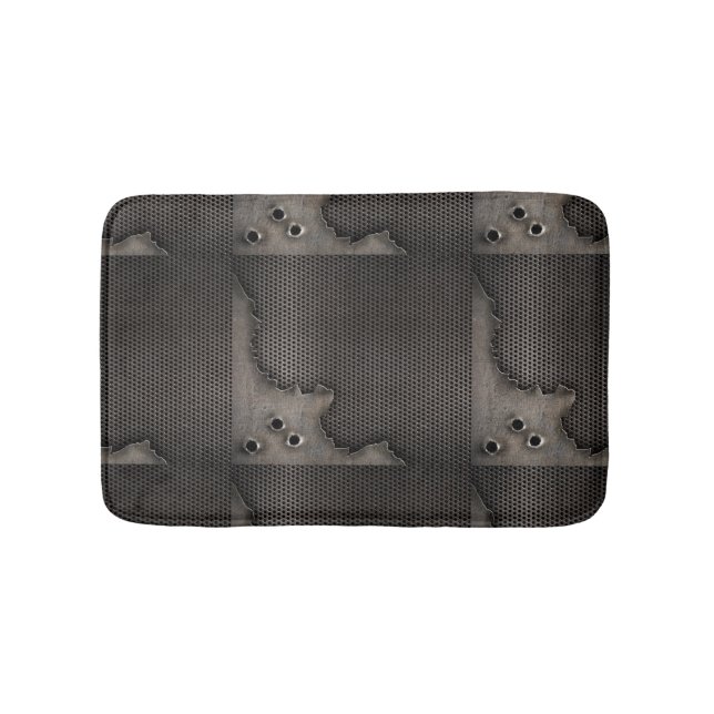 Metal with bullet holes background bath mat (Front)