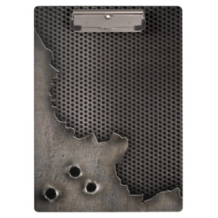 Metal with bullet holes background clipboard