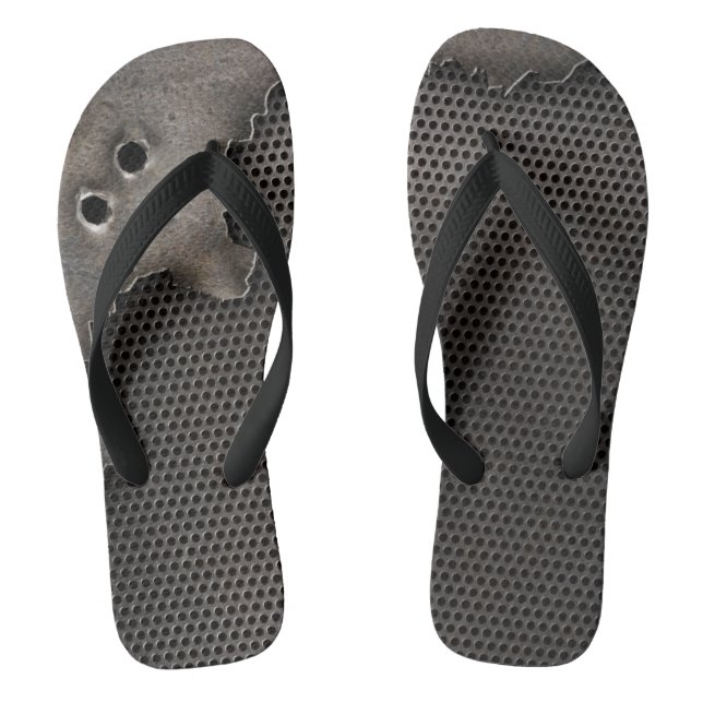 Metal with bullet holes background jandals (Footbed)