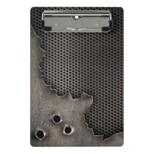 Metal with bullet holes background mini clipboard