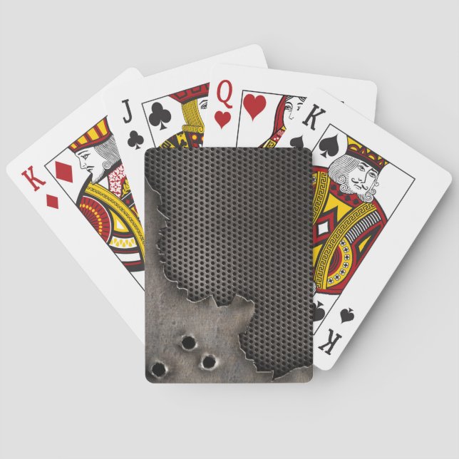 Metal with bullet holes background playing cards (Back)