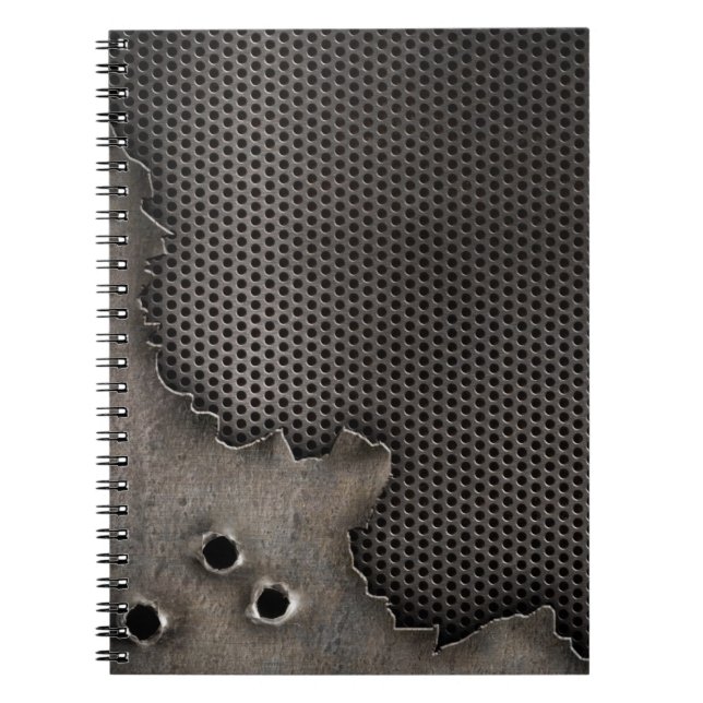Metal with bullet holes background spiral notebook (Front)