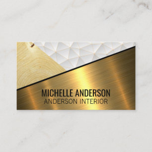 Metal Wood Geometric Colour Block Business Card