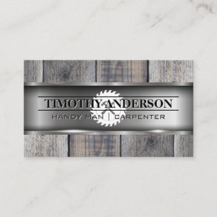 Metal Wood Saw and Hammer Business Card
