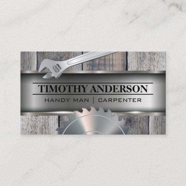 Metal Wood | Wrench | Circular Saw Business Card (Front)