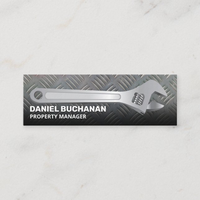 Metal Wrench | Steel Plate Mini Business Card (Front)
