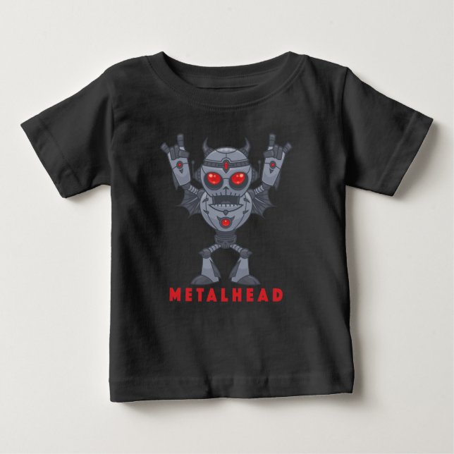 Metalhead - Heavy Metal Robot Devil - With Text Baby T-Shirt (Front)