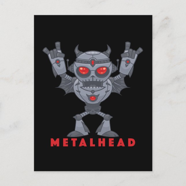 Metalhead - Heavy Metal Robot Devil - With Text Postcard (Front)
