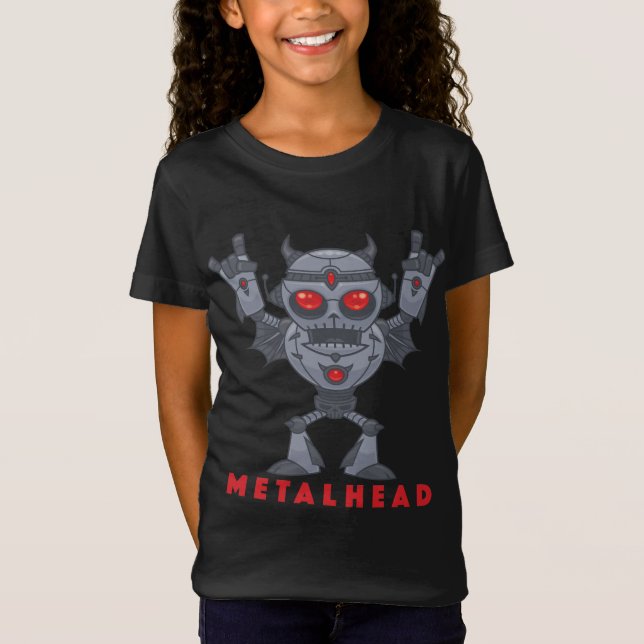 Metalhead - Heavy Metal Robot Devil - With Text T-Shirt (Front)