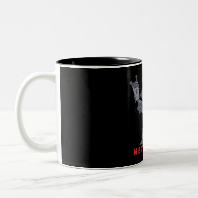 Metalhead - Heavy Metal Robot Devil - With Text Two-Tone Coffee Mug (Left)