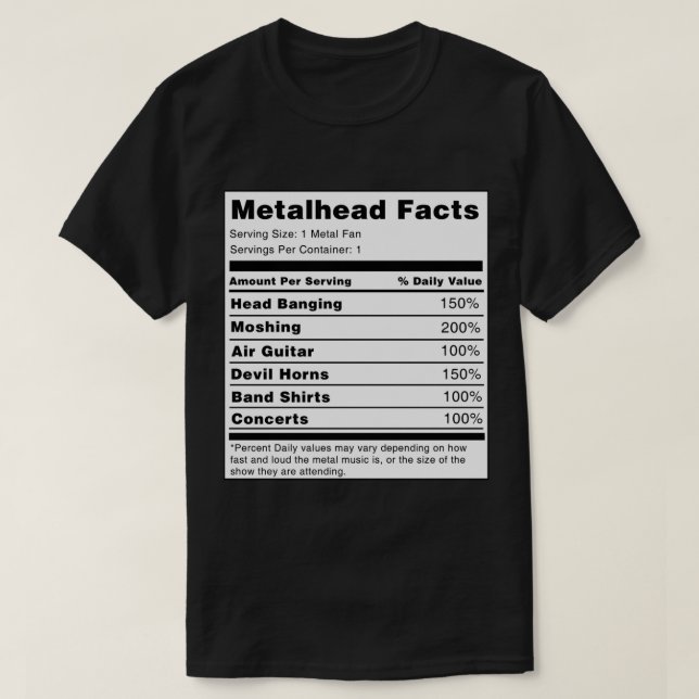 Metalhead Nutrition Facts  Sticker.png T-Shirt (Design Front)