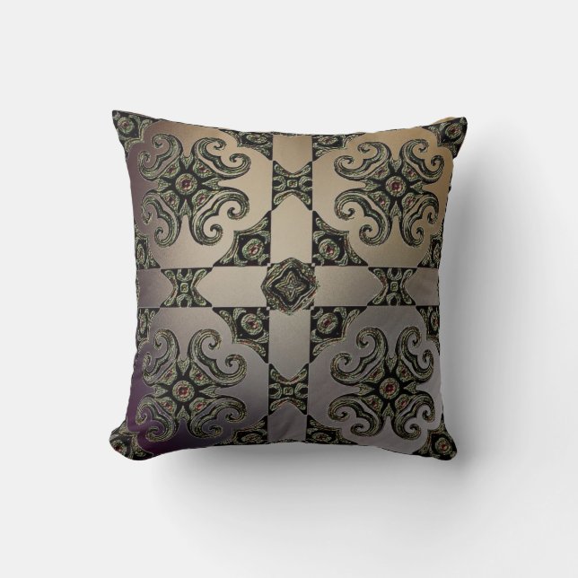 Metalic Aztec Sun Pillow-Design 1 Cushion (Front)