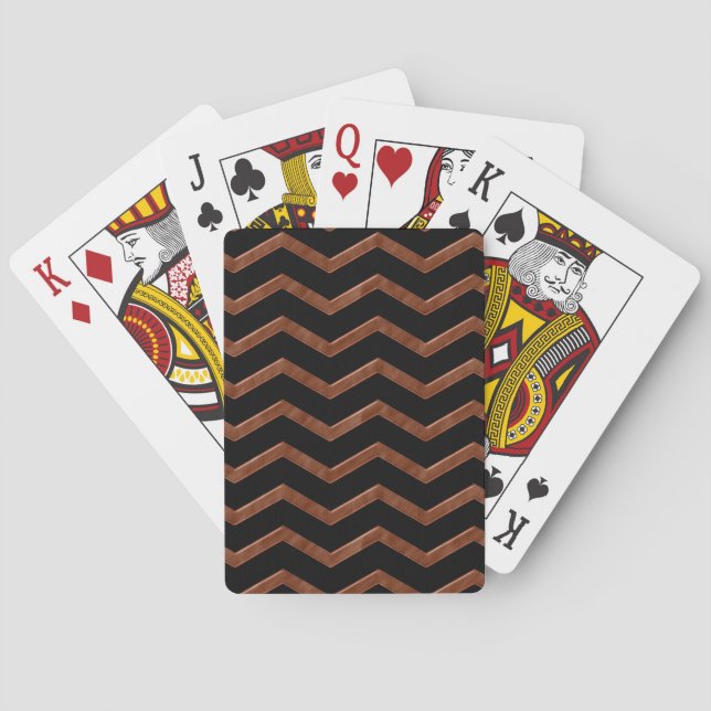 Metalic Bronze Zig Zag Pattern Playing Cards (Back)