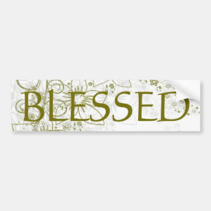 Metalic Gold and White Floral Bumper Sticker