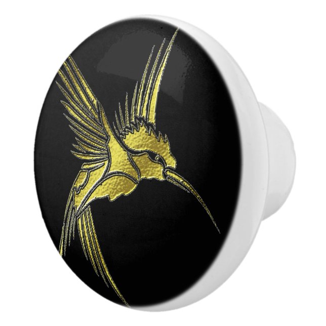 Metalic Gold Hummingbird Dresser Drawer Knob Pull (Right)