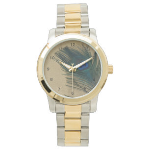 Metalic Gold Peacock Feather Watch