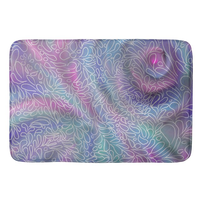Metalic mermaid colours with abstract paisleys  bath mat (Front)