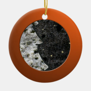 Metalic Orange Circle and Granite Rock Ceramic Tree Decoration