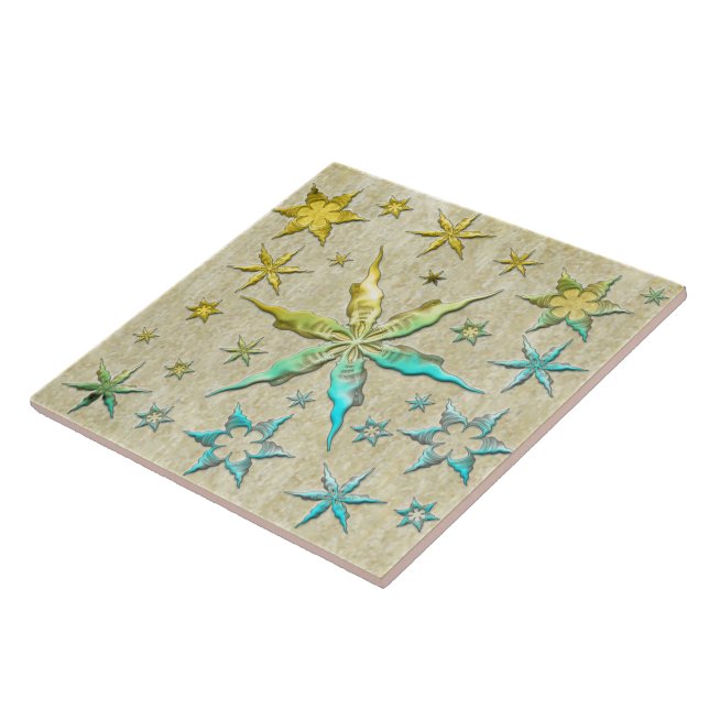 metalic starfishs embossed texturised cool sweet  tile (Side)