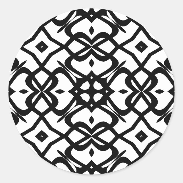 Metalic X Lace Pattern Sticker- Black & White Classic Round Sticker (Front)