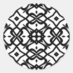 Metalic X Lace Pattern Sticker- Black & White Classic Round Sticker