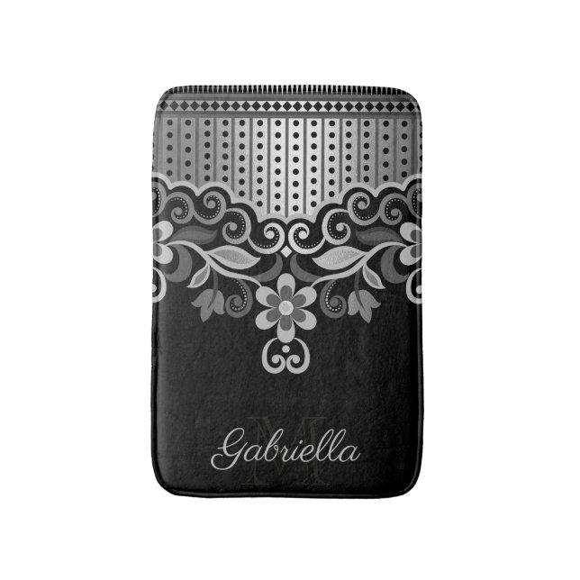 Metallic Abstract Floral Bath Mat (Front Vertical)