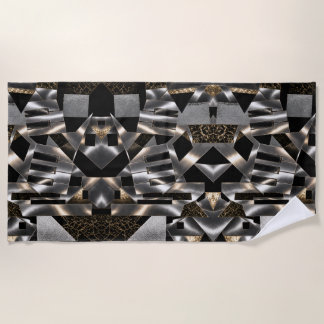 Metallic Abstract Piano Keys Beach Towel