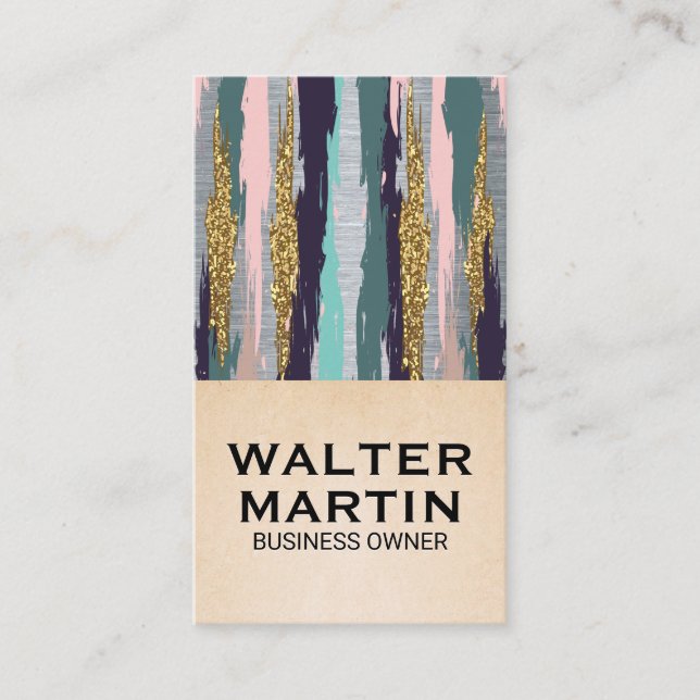 Metallic and Artistic Pattern Business Card (Front)