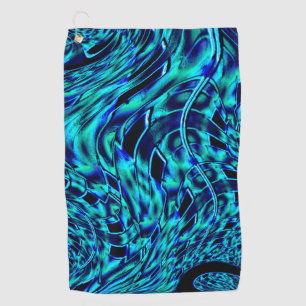 Metallic and crooked illusion, blue to green image golf towel