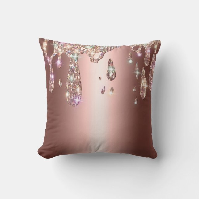 *~* Metallic AP7 Drip Dripping GLITTER Rose Copper Cushion (Front)