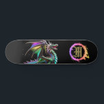 *~* Metallic AP88 Elemental Gold Teal Dragon Skateboard<br><div class="desc">(Search code AP88 to find similar items ) Easily Transfer to other Zazzle Products. Elemental Element DRAGON with RING of FIRE / FLAMES / FLAME and INITIAL MONOGRAM for your name - Keep or edit or delete the text. This Fierce Popular trending skateboard Chinese style custom pro Element Dragon design...</div>